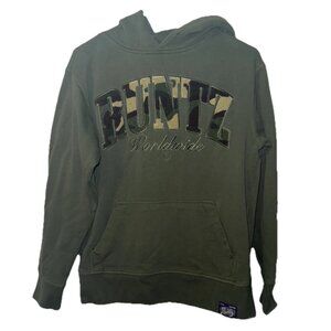 Runtz Worldwide Chenille Camo Hoodie on Green Size Large